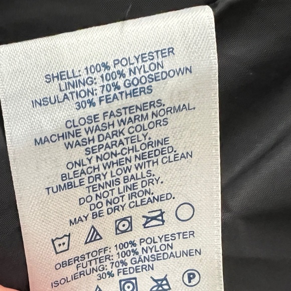 LANDS END Vest Black Goose Down Quilted Pattern Zip Up Pockets Puffer Satin Med - Picture 7 of 8